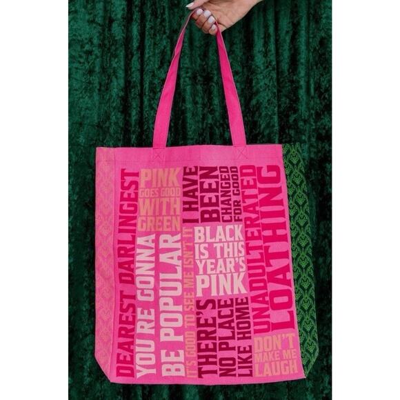 Wicked for Good Pink and Green Word Cloud Double Sided Large Canvas Tote Bag - Picture 4 of 4